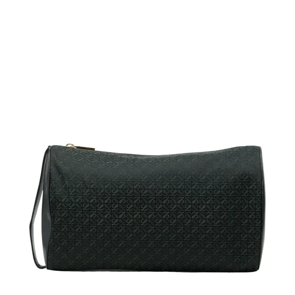 Loewe Anagram Shoulder Bag Clutch Black Green Canvas Leather